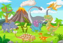 Funny Dinosaurs in the Jungle