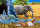 Scène de safari de dessin animé