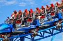 People on the Blue Fire Rollercoaster