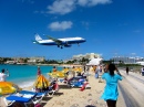 United Airlines Plane over Maho Beach