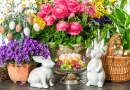 Easter Flowers, Eggs and Bunnies