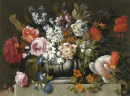 Still Life of Flowers with a Parrot