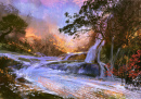Fantasy Landscape with a Waterfall