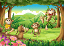 Monkeys Playing in the Forest