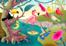 Tropical Birds in the Jungle